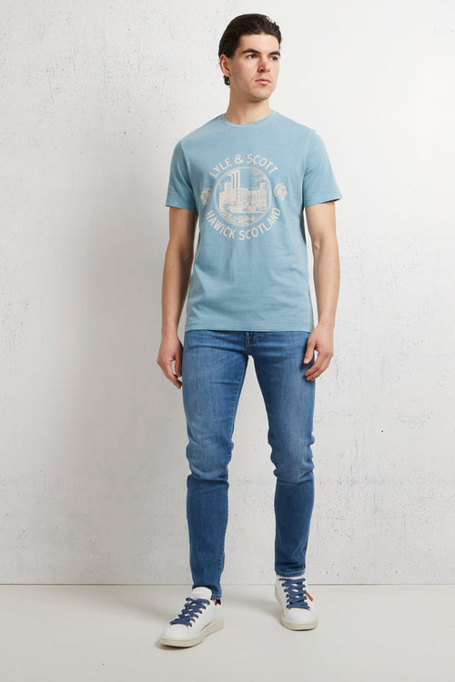 Hawick Print T-shirt Blu Uomo