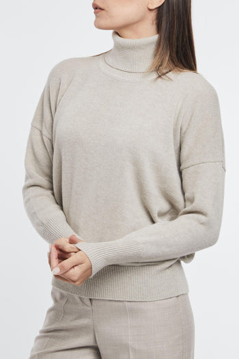 Maglia Dolcevita Over Size Naturale Donna - 2