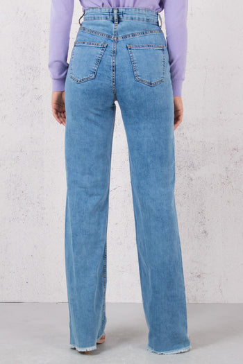 Jeans Palazzo Fondo Sfrangiato Denim - 2