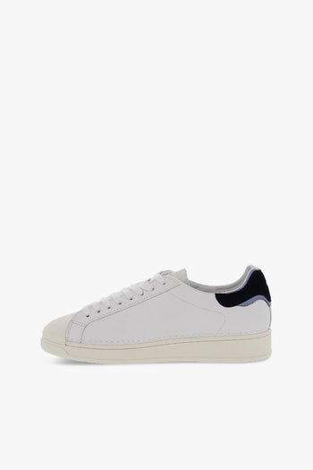 Sneakers BASE CALF WHITE-BLUE in pelle e gommato bianco e blu - 3