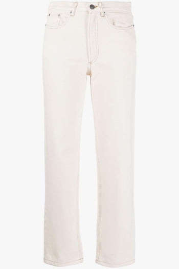 Jeans Beige in Tessuto Ecru per Donna - 5