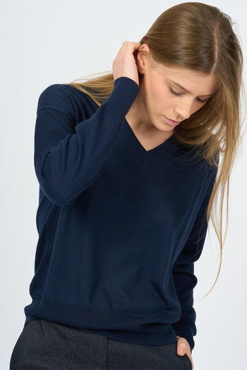 Maglia Scollo V Blu Donna - 3