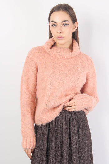 Maglione Collo Alto Lana Blush Pink - 4