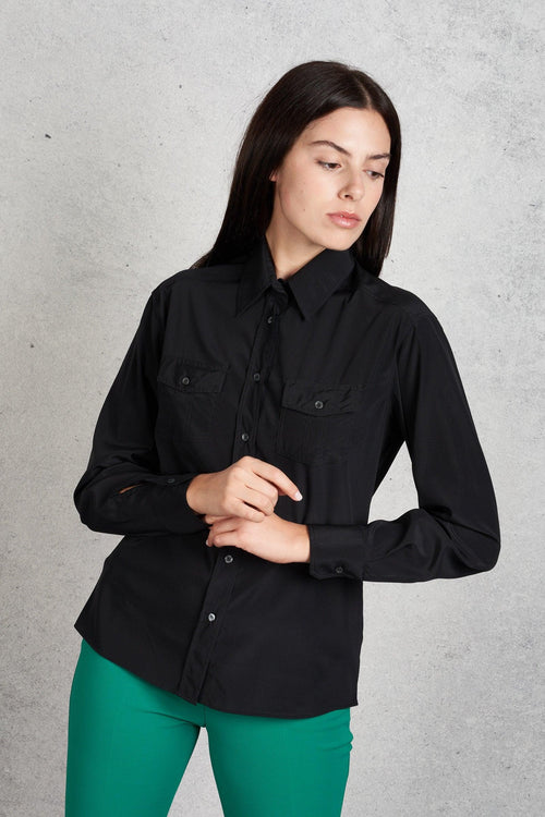 Camicia Seta Nero Donna - 1