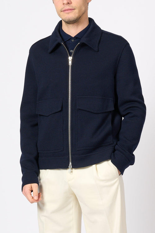 Bomber In Maglia Blu Uomo