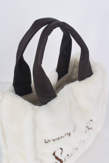 Borsa Verticale Ecopelliccia Panna - 7