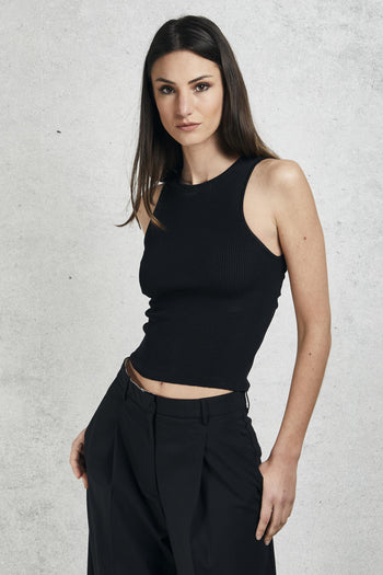 Canotta In Maglia Incrociata Nero Donna - 5