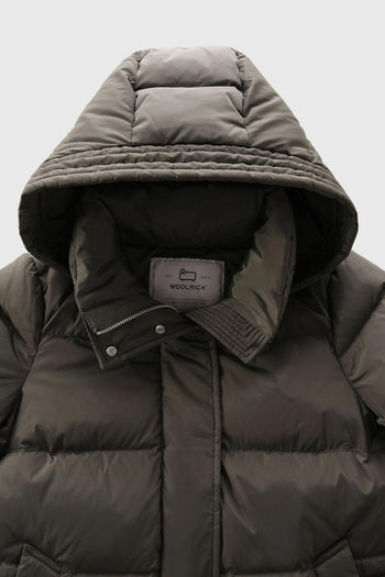 Piumino Alsea Puffy in Nylon Elasticizzato Verde Militare - 6