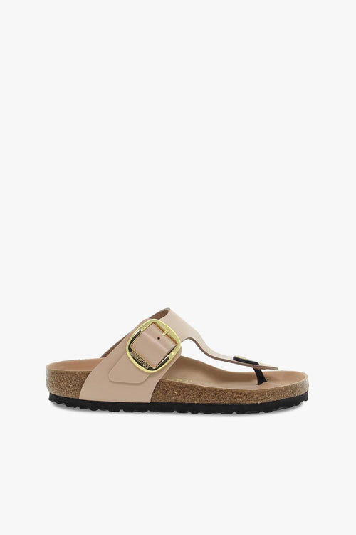 Sandalo basso GIZEH BIG BUCKLE in pelle e vernice beige