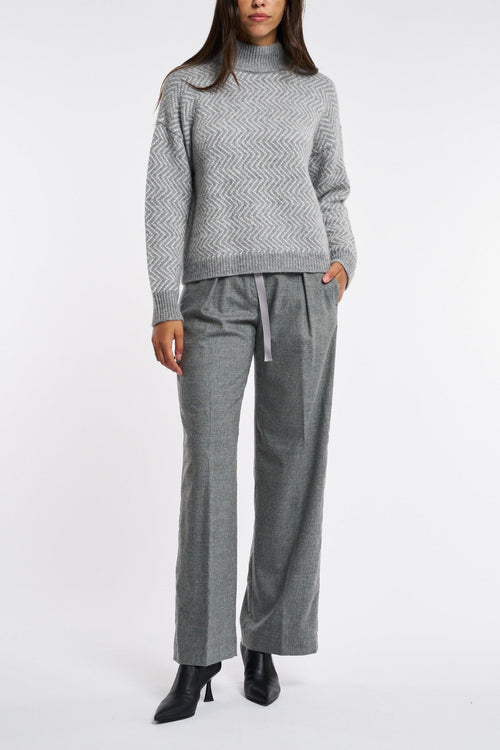 Maglia In Lana Seta E Cashmere Grigio Donna