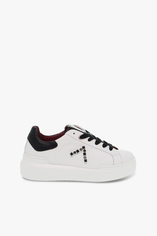 Sneakers in pelle e crack bianco e nero