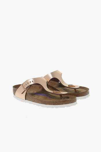 Sandalo basso GIZEH SOFT FOOTBED in pelle e laminato platino - 5