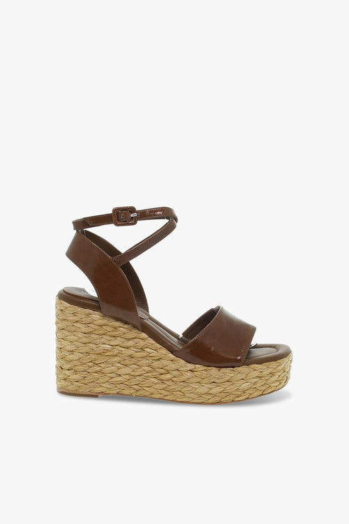 Sandalo con tacco RIU MALORY in pelle e raffia marrone