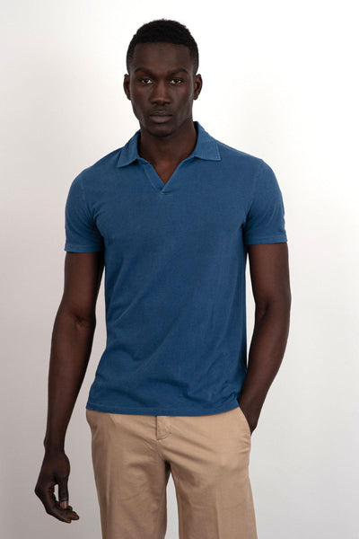 Polo Cotone Organico/Elastan Blu