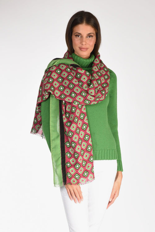 Sciarpa Stampata Fucsia/verde Donna