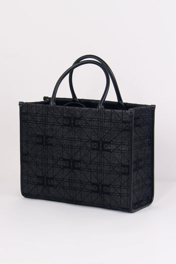 Shopping Quadrata Rafia Nero - 3