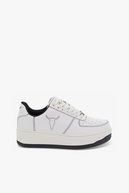 Sneakers REBOUND WHITE BLACK in pelle e pelle bianco e nero