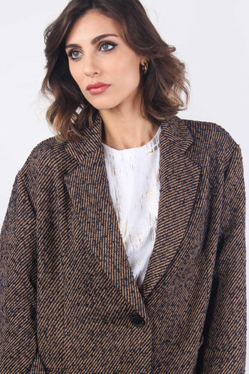 Blazer Spinato Inserto Lurex Moro/blu - 6