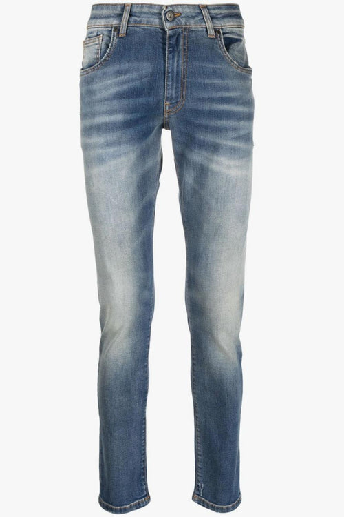Pantalone Stonewashed Blu in Cotone/Elastam