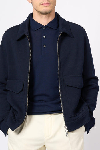 Bomber In Maglia Blu Uomo - 5