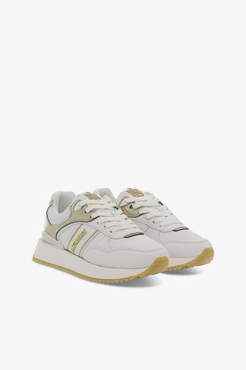 Sneakers in ecopelle e laminato bianco e oro - 5