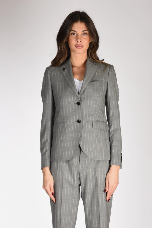 Blazer Gessato Grigio/bianco Donna - 2