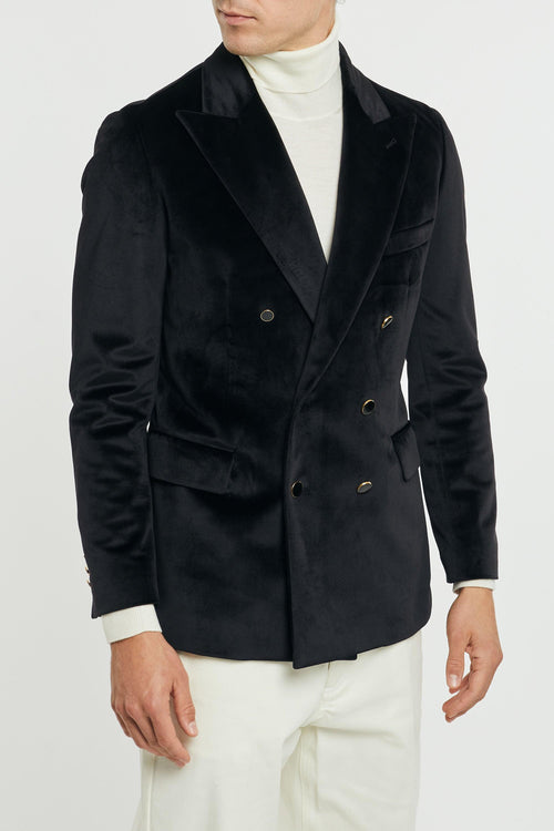 Giacca doppio petto in velluto black
