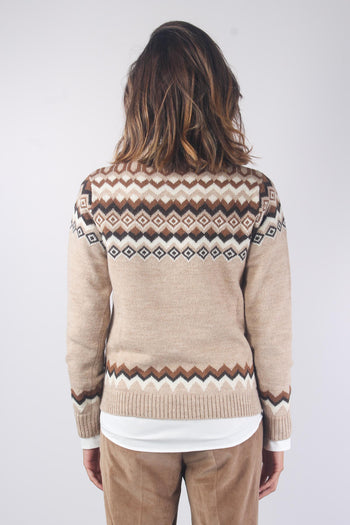 Edicola Maglia Jacquard Panna/cammello - 3