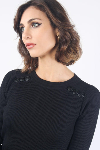 Linda Maglia Costina Bottoni Black - 5