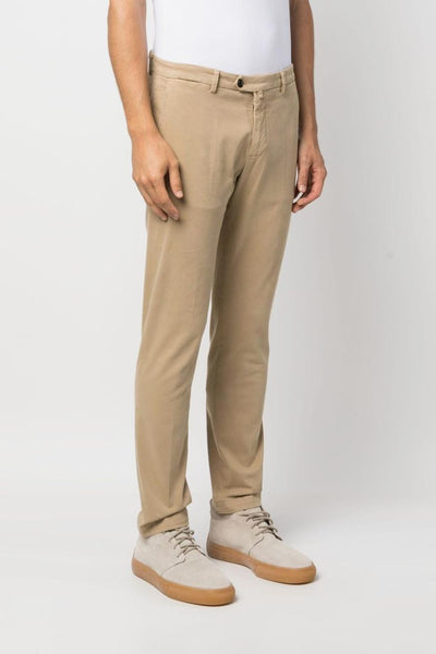 Pantalone Beige con Chiusura Nascosta e Gamba Dritta