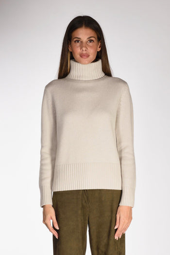 Collo Alto Beige Chiaro Donna - 2
