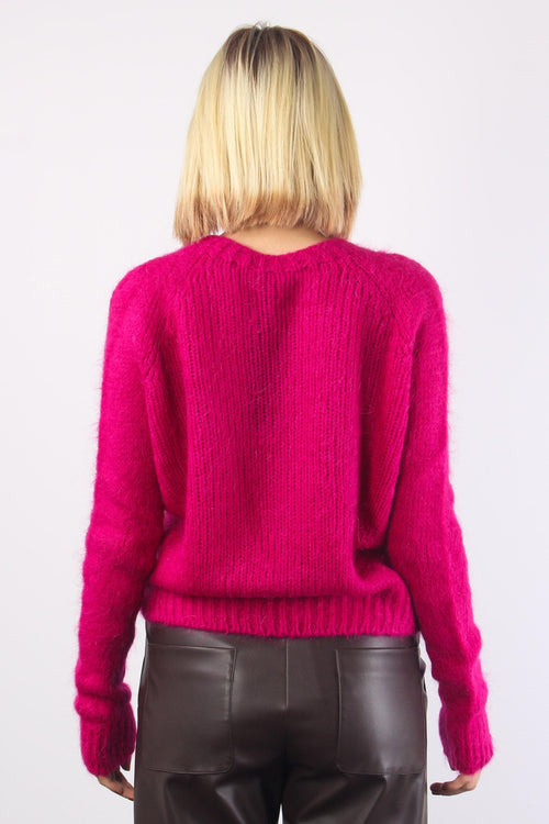 Maglia Mohair Aperture Spalle Magenta - 2