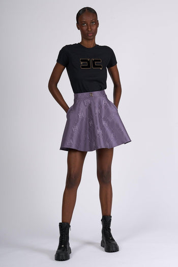 T-shirt Logo Velluto Nero Donna - 4