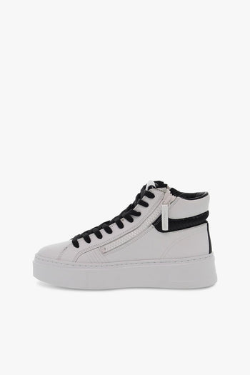 Sneakers WEIGHTLESS DOUBLE ZIP in pelle e nylon bianco e nero - 3