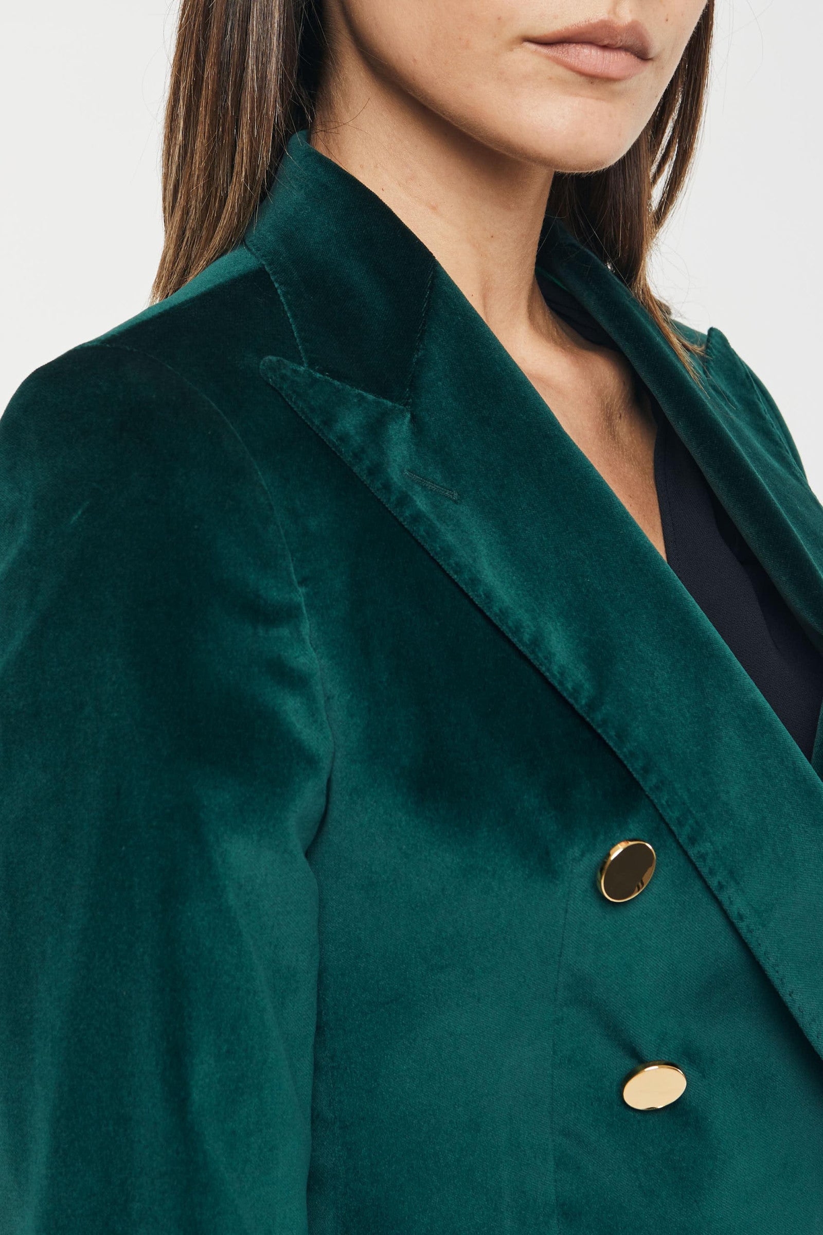 Giacca Doppiopetto in Velluto Colore Verde su Progetto Seta