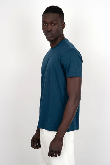 T-shirt Girocollo Cotone Organico Blu - 3