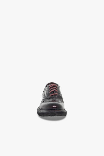 Scarpa bassa DERBY STILE INGLESE in pelle bordeaux e grigio - 4