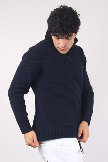 Maglia Full Zip Lana Merinos Navy - 5