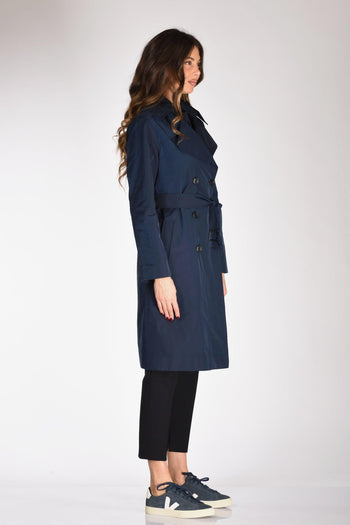 Trench Cintura Blu Donna - 4