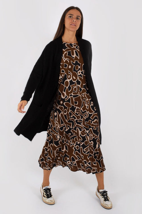 Maxi Cardigan Soft Stretch Nero Donna