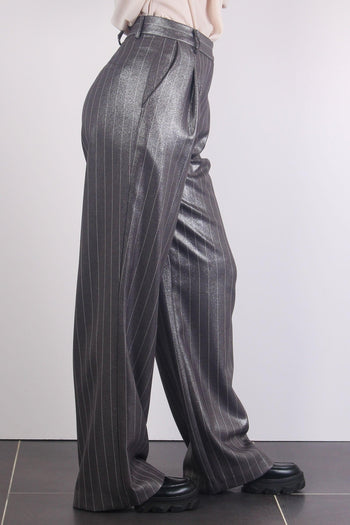 Pantalone Gessato Laminato Grigio - 6