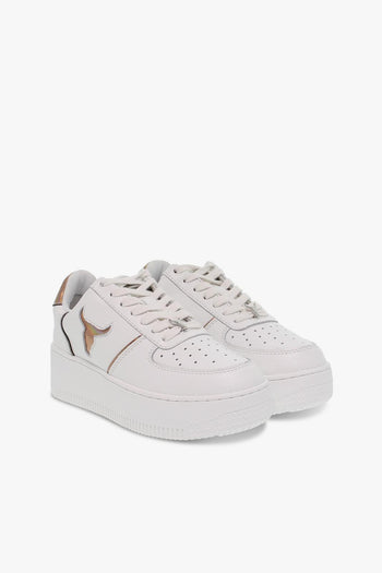 Sneakers ROSY BRAVE WHITE ROSE GOLD HOLOGRAPHIC in pelle bianco e oro - 5