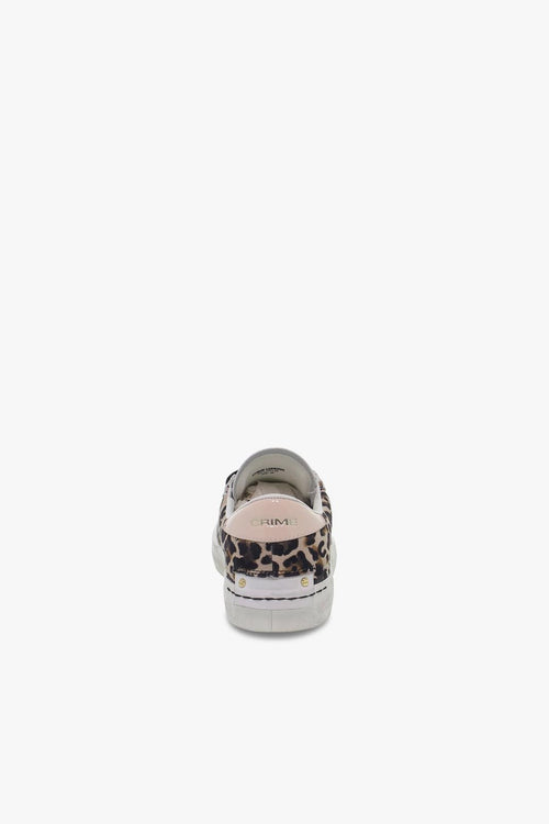 Sneakers LOW TOP DISTRESSED in pelle e stampato bianco e leopardato - 2