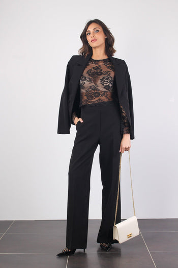 Pantalone Palazzo Elastico Nero - 5