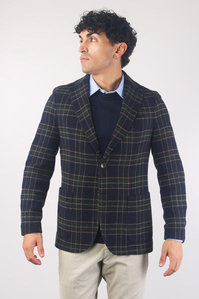 Giacca Tartan Blu Navy