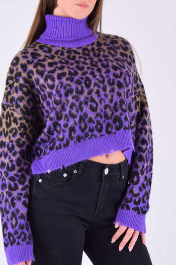 Maglione Collo Alto Maculato Purple/nut - 4