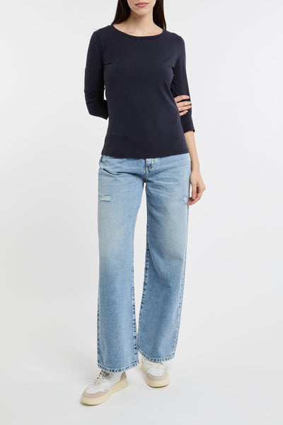 Max Mara T-Shirt 34 Blu in Cotone/Elastane