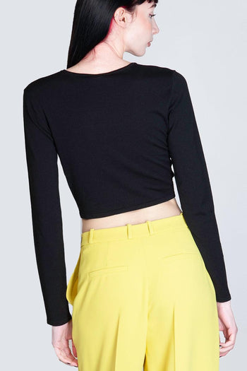 Maglia cropped in viscosa - 3