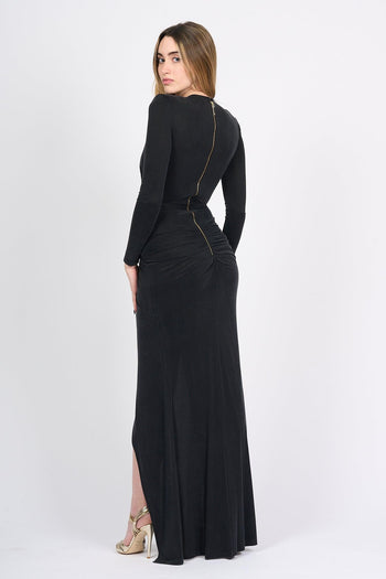 Abito Red Carpet Drappeggiato Nero Donna - 5