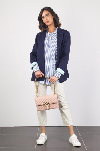 Giacca Monopetto Misto Lino Blu - 4